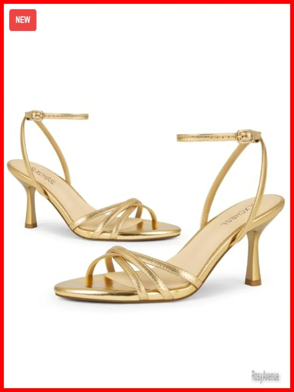 Kitten Heels, Round Open Toe Strappy Sandals, Buckle Ankle Strap, 3 Inch Heels